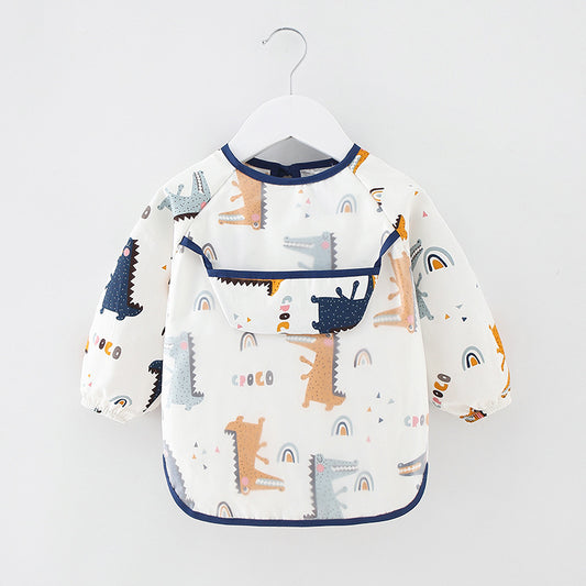 Waterproof Cotton Bib for Kids - Long Sleeve Feeding Apron